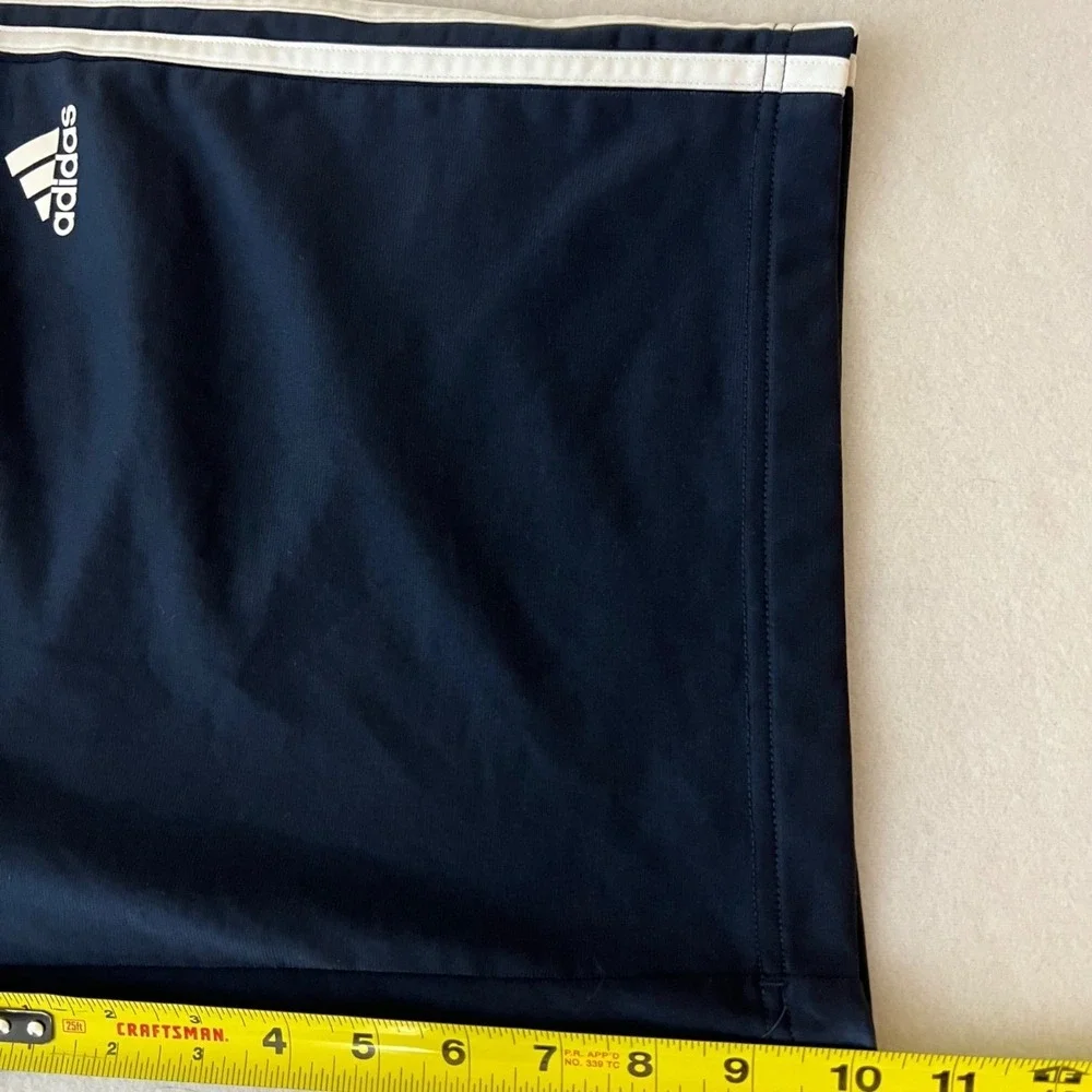 Adidas Youth Navy Blue Athletic Shorts Size‎ L Elastic Waist White Stripes Logo